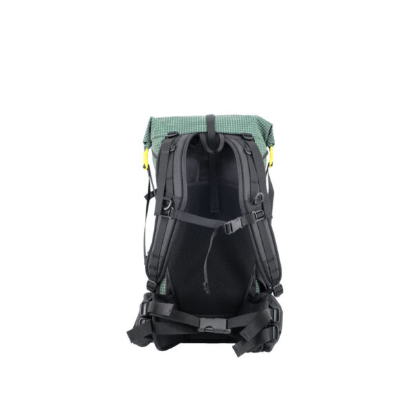 Back View of the ULA Kids Spark in Green Robic showing adjustable torso