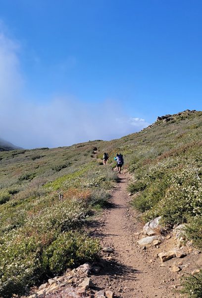 Hikers backpacking in california