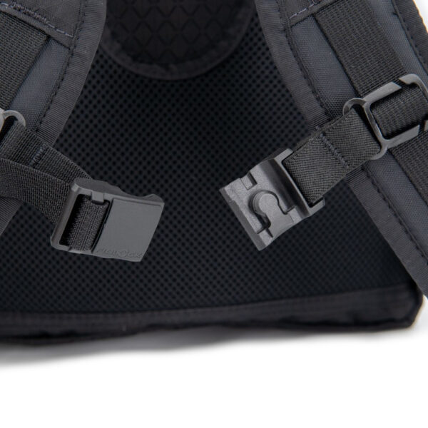 Fidlock Magnetic Sternum Strap attached to backpack, open to show magnetic connector