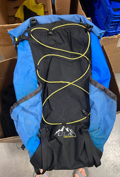 A returned pack with frayed shock cord