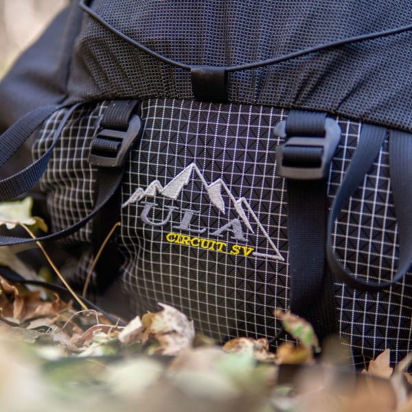 A close up view of the Circuit SV logo on the bottom of a Black Robic Pack