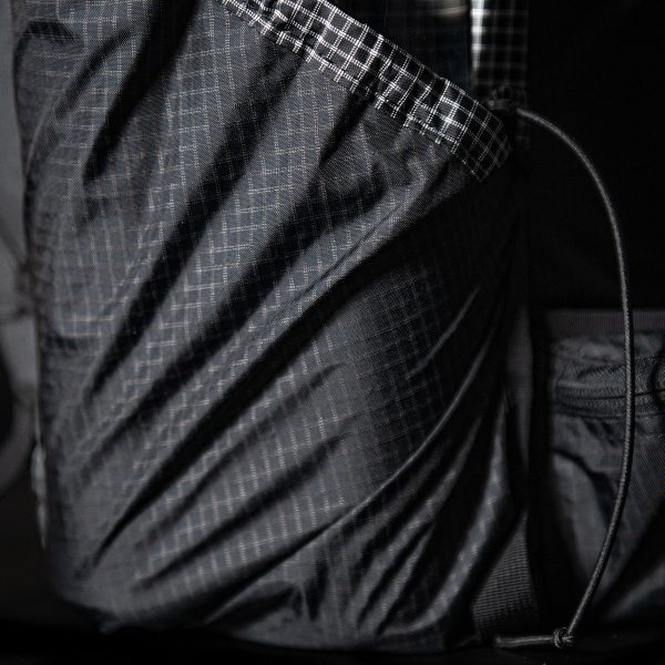 Pocket detail on the ULA Nexus iun Black Beauty UltraGrid fabric