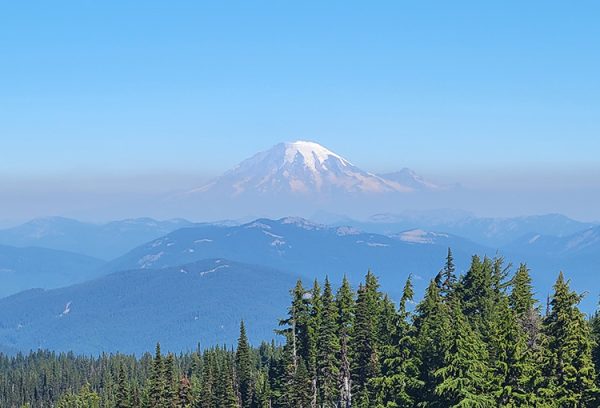 A view of Mount Rainier, as seen from the Pacific Crest Trail