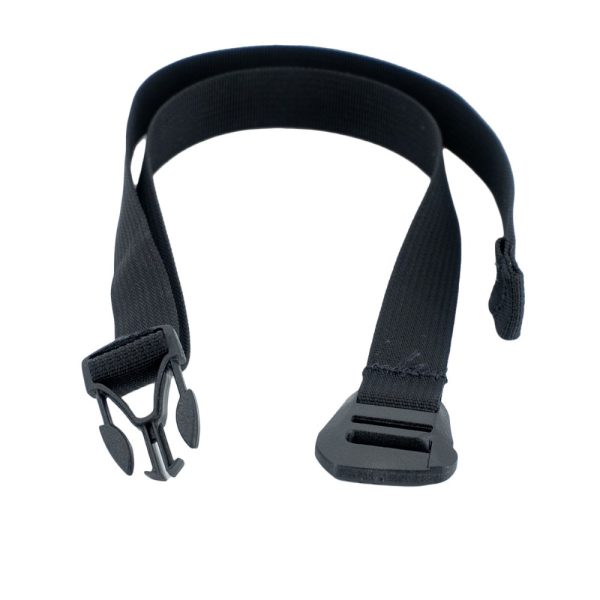 A top single strap with a black buckle. The straps and connecting pieces are also black.