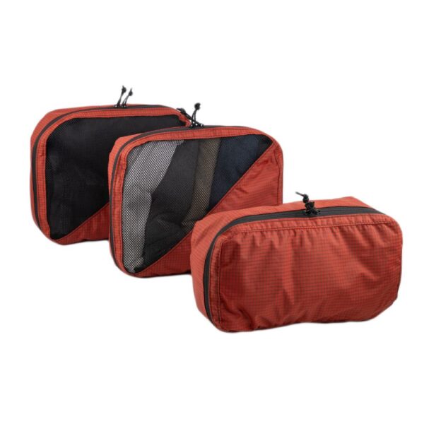 ULA 36L Packing 36L Cube Bundle in Dark Chili. Bundle includes 2 large and 1 shoe cube.
