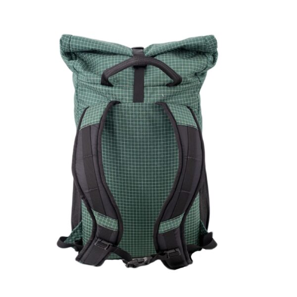 ULA Green Robic Node Daypack Back View showing S-straps, haul loops, and sternum strap