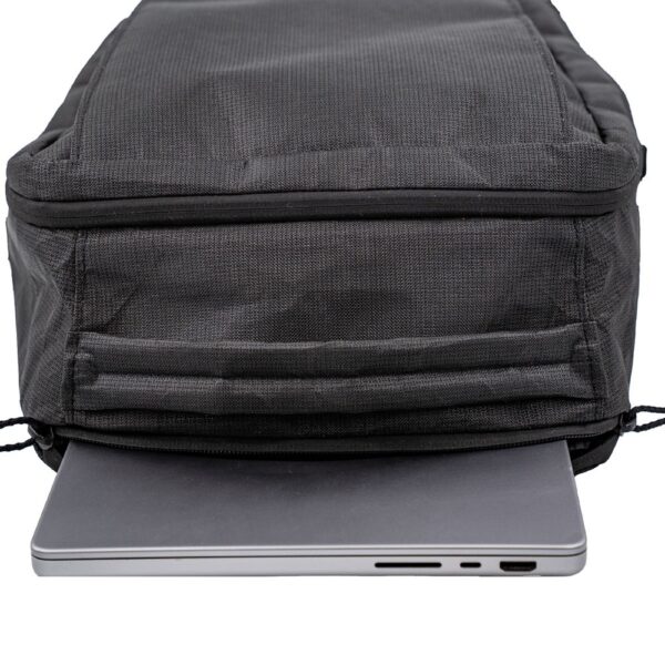 ULTRA Cicada Daypack laptop sleeve with laptop sticking out