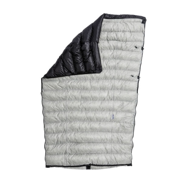 an opened up sleeping quilt