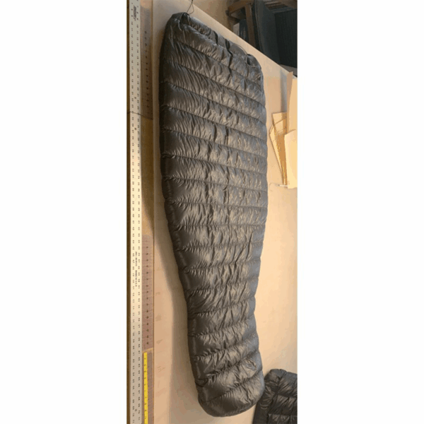 a grey sleeping bag